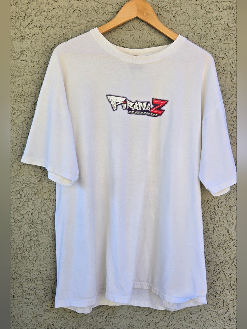 Vintage Pirana Z White Graphic Tee with Small Center Logo